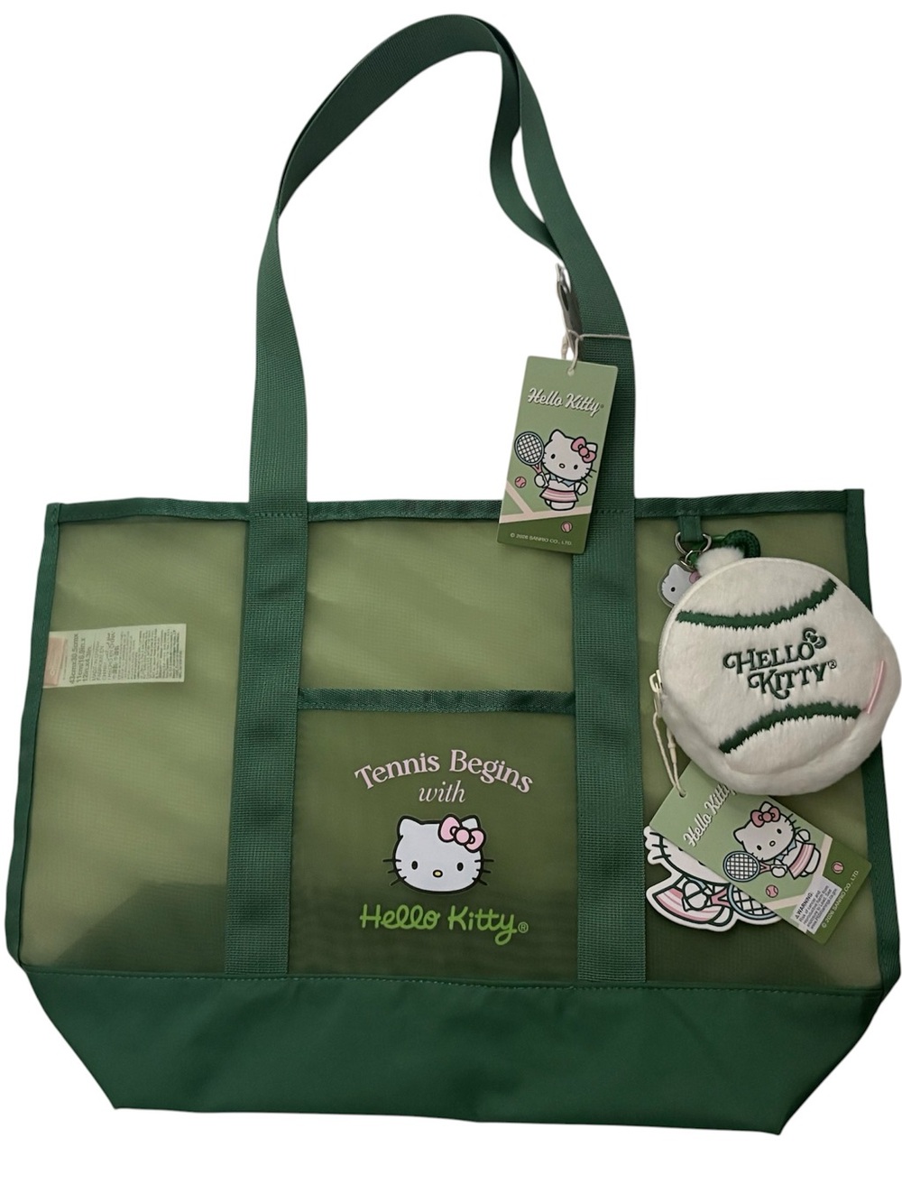 NWT Miniso Sanrio Hello Kitty Mesh Tote Bag Plush Coin Purse